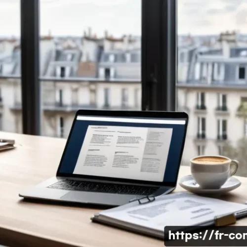 Home 32 규제준수 분야에서의 자격 취득 후 이직 팁 - A professional French office setting showing a mid-30s compliance specialist confidently presenting ...