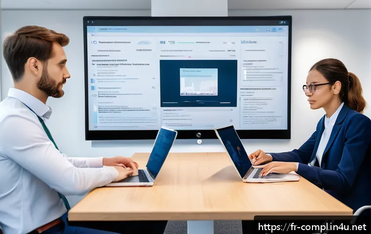 규제준수 전문가가 알아야 할 실무 사례 - A professional office scene in Paris featuring a diverse team of employees gathered around a confere...